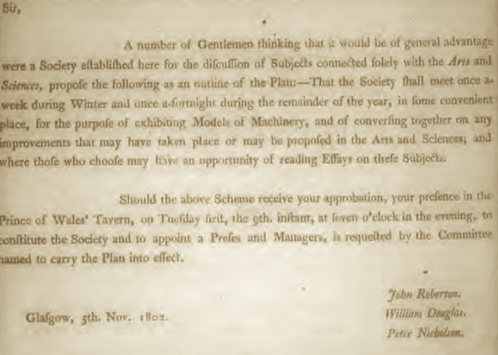 Image of an old printed document that forms part of the society's history